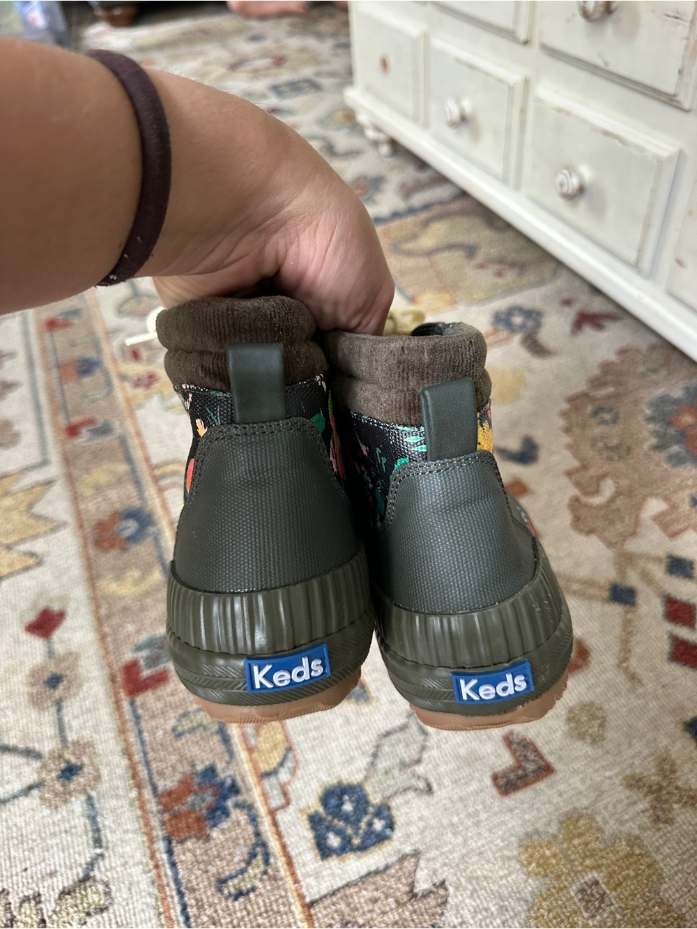 Keds x Rifle Paper Co. Green Floral Waterproof Rain Booties sz 10 - Picture 5 of 8